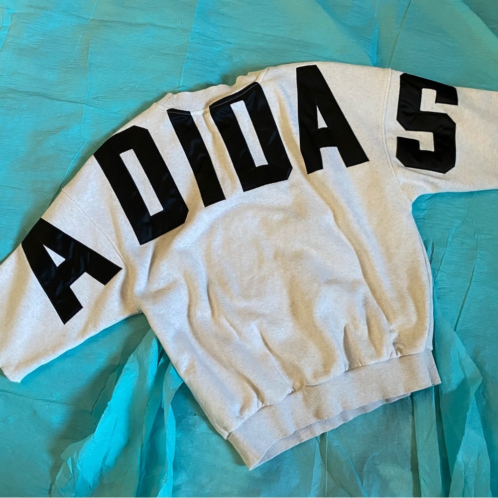 Adidas Block Letter Patchwork Half Sleeve Sweatsh… - image 1
